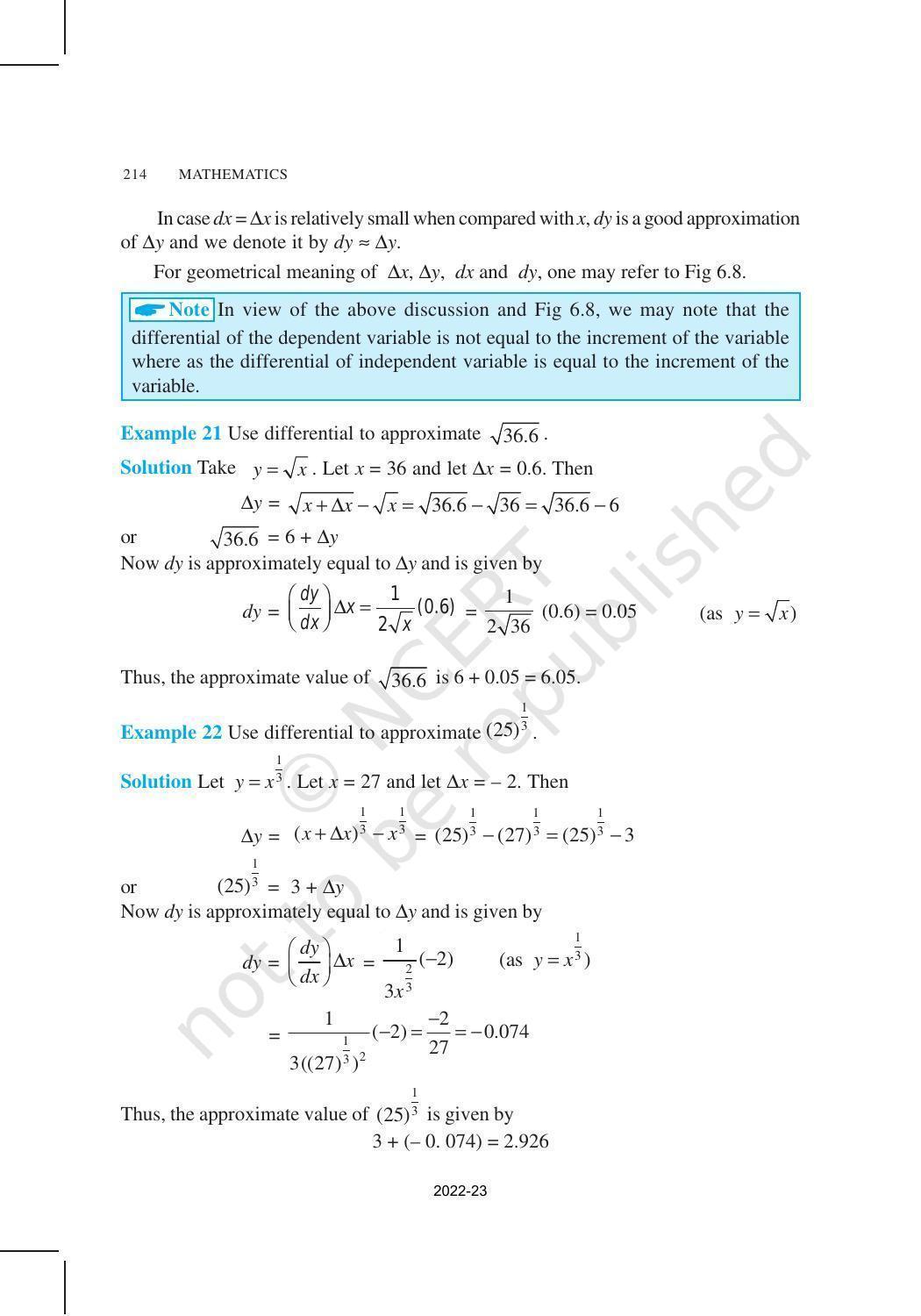 NCERT Book for Class 12 Maths Chapter 6 Application of Derivatives - Page 21