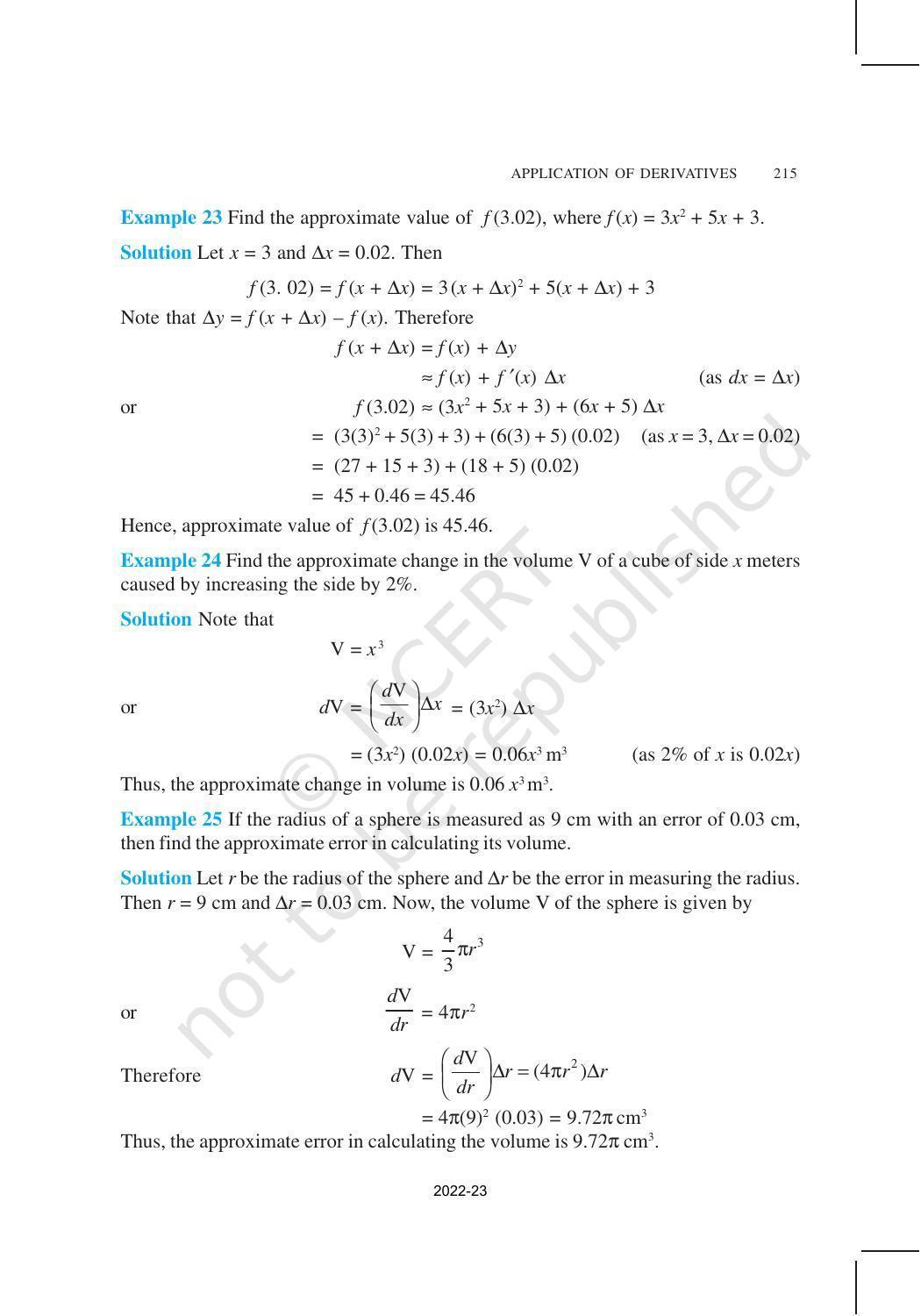 NCERT Book for Class 12 Maths Chapter 6 Application of Derivatives - Page 22