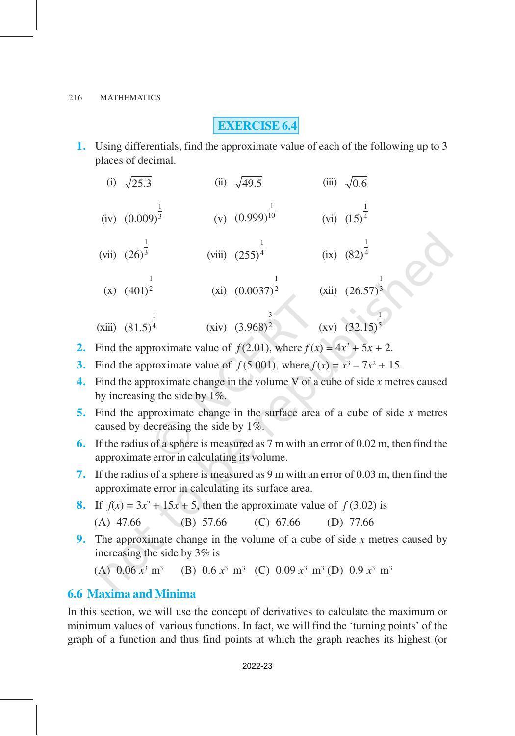 NCERT Book for Class 12 Maths Chapter 6 Application of Derivatives - Page 23