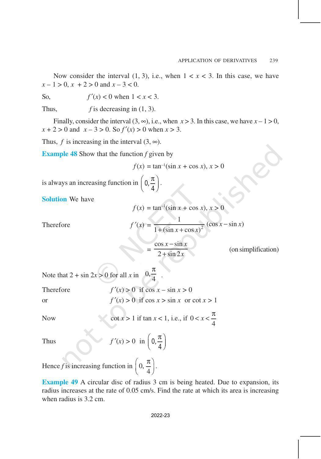 NCERT Book for Class 12 Maths Chapter 6 Application of Derivatives - Page 46