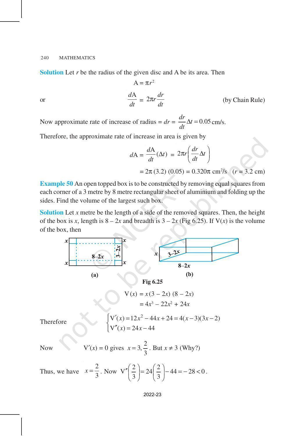 NCERT Book for Class 12 Maths Chapter 6 Application of Derivatives - Page 47