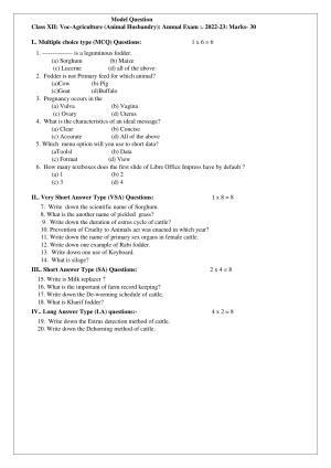 Tripura Board Class 12th Vocational (Theo & Prac) Model Question Paper 2023