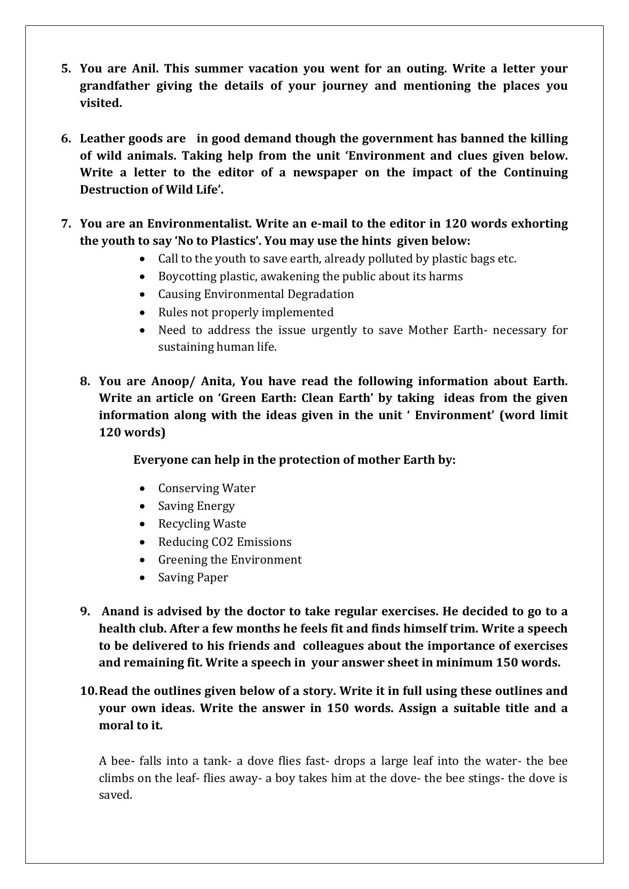 CBSE Worksheets for Class 9 English Writing Assignment - Page 2