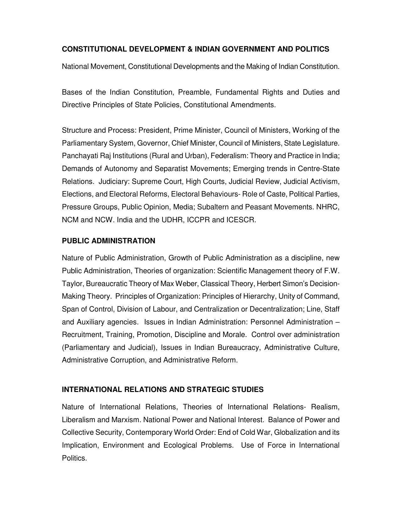 AMU Entrance Exam: M.A. (Pol.Sc./Pub.Adm./Hum. rights) / International Politics Strategic, Security and Peace Studies Syllabus - Page 2