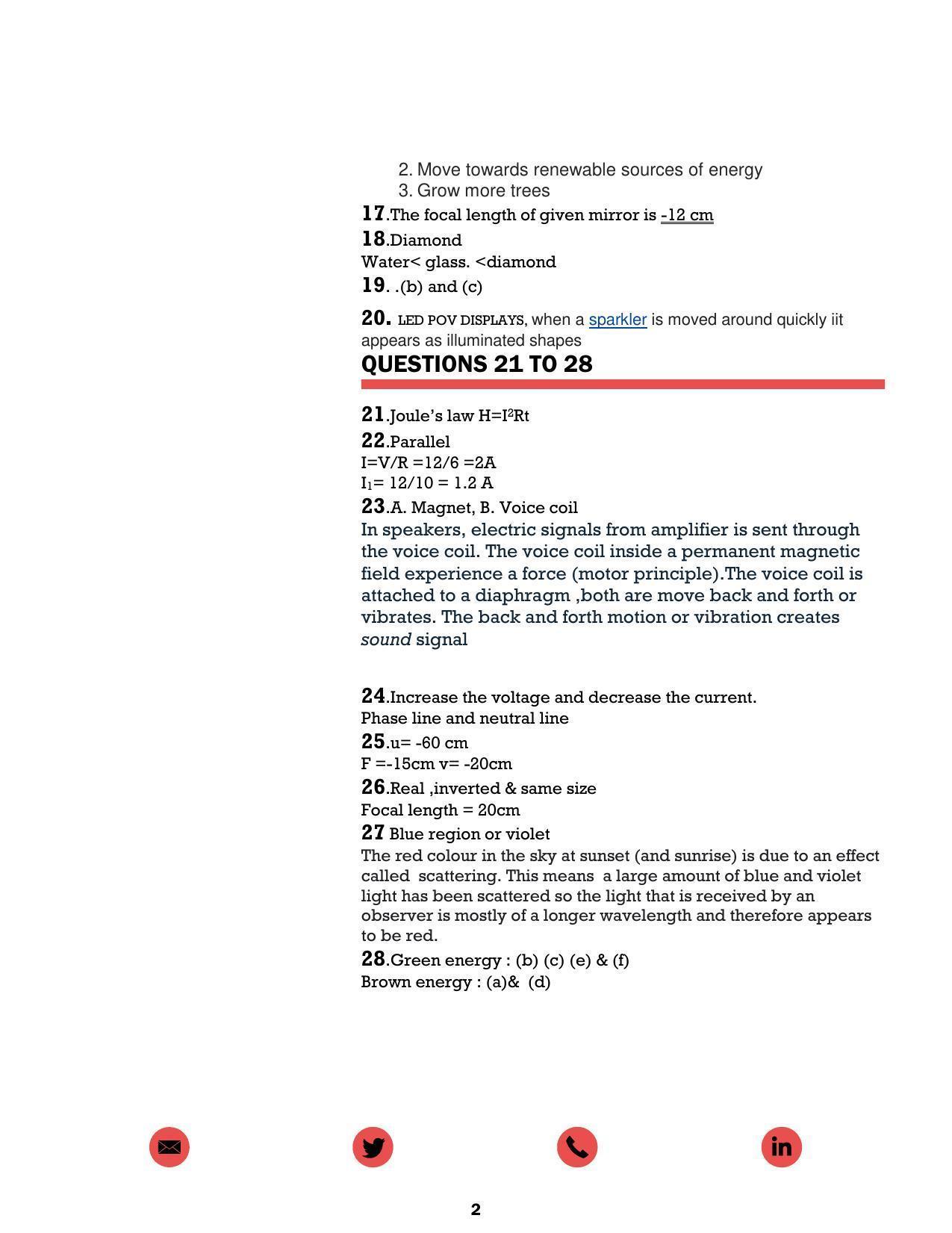 Kerala SSLC 2021 Physics (EM) Answer Key (Model) - Page 2