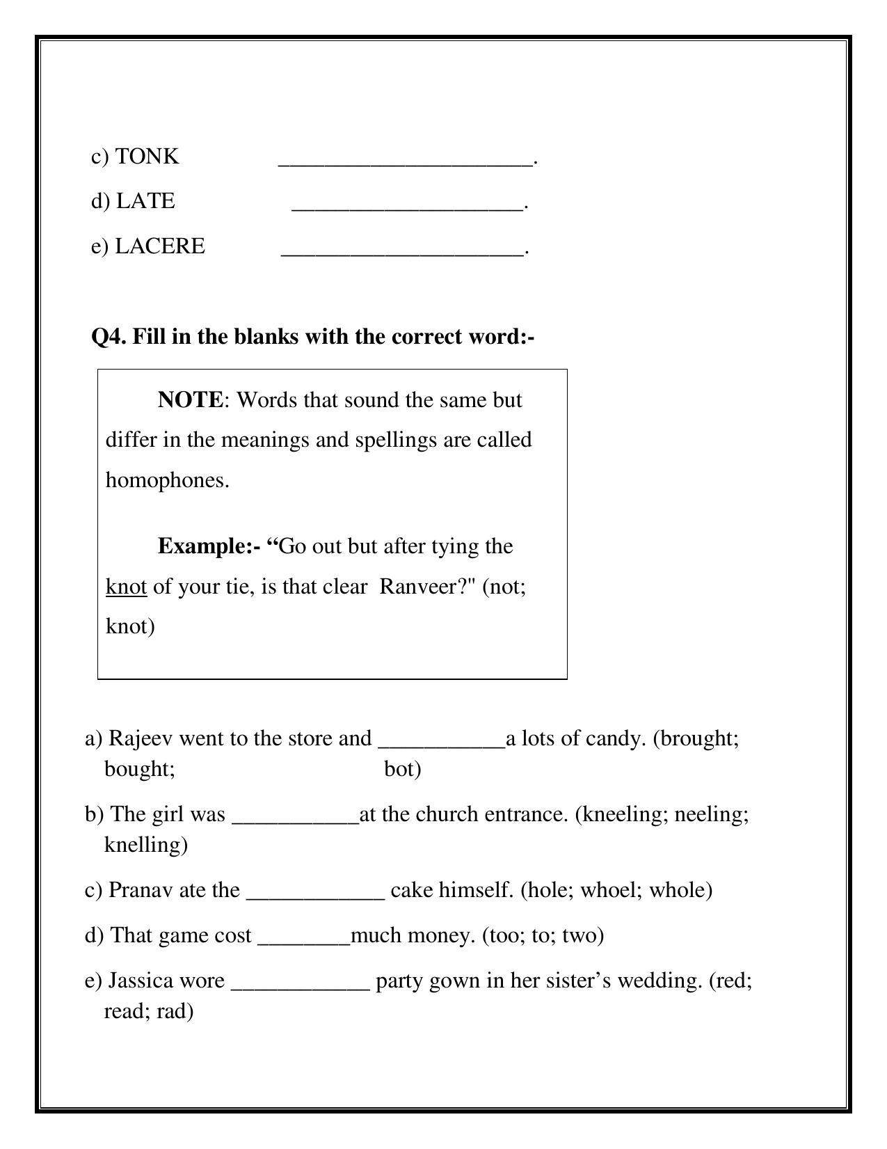 Worksheet for Class 2 English Assignment 46 Revision - Page 2