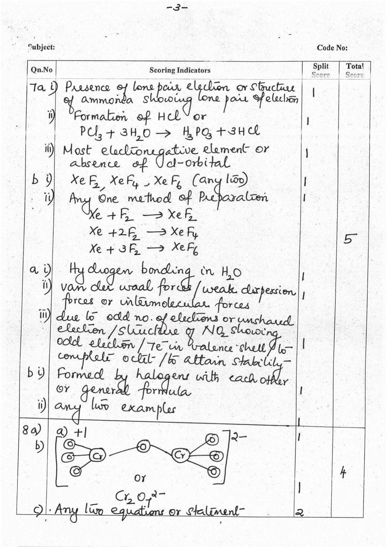 Kerala Plus Two 2016 Chemistry Answer Key - Page 3