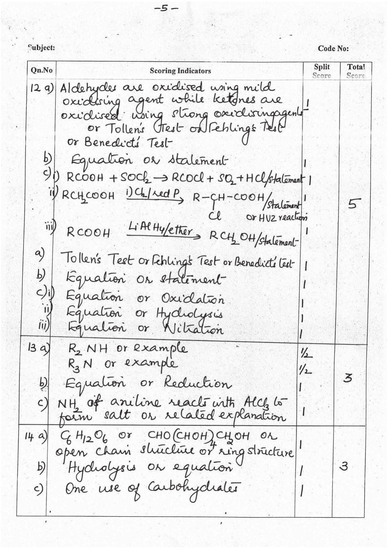Kerala Plus Two 2016 Chemistry Answer Key - Page 5
