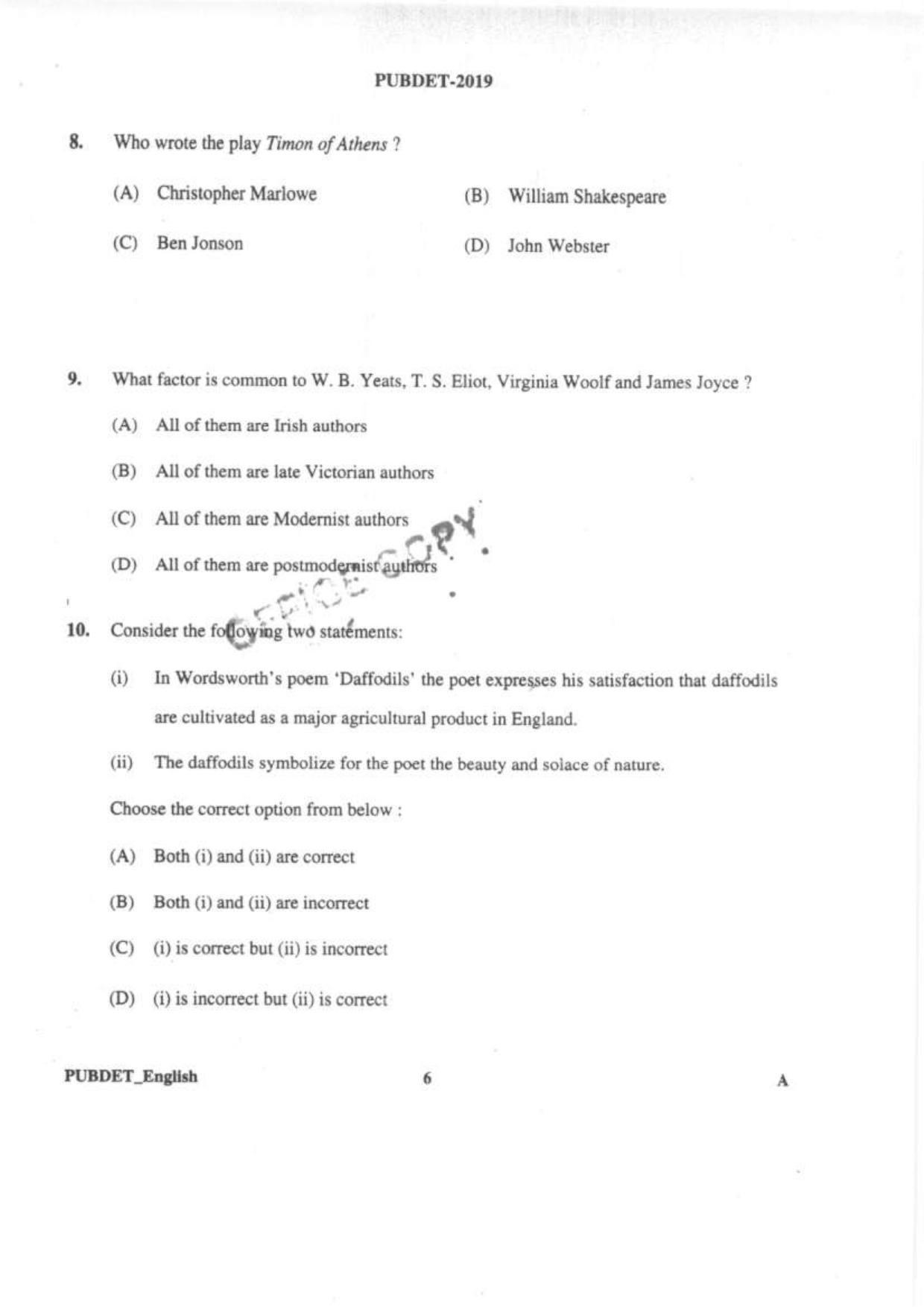 PUBDET 2019 English Question Papers - Page 5