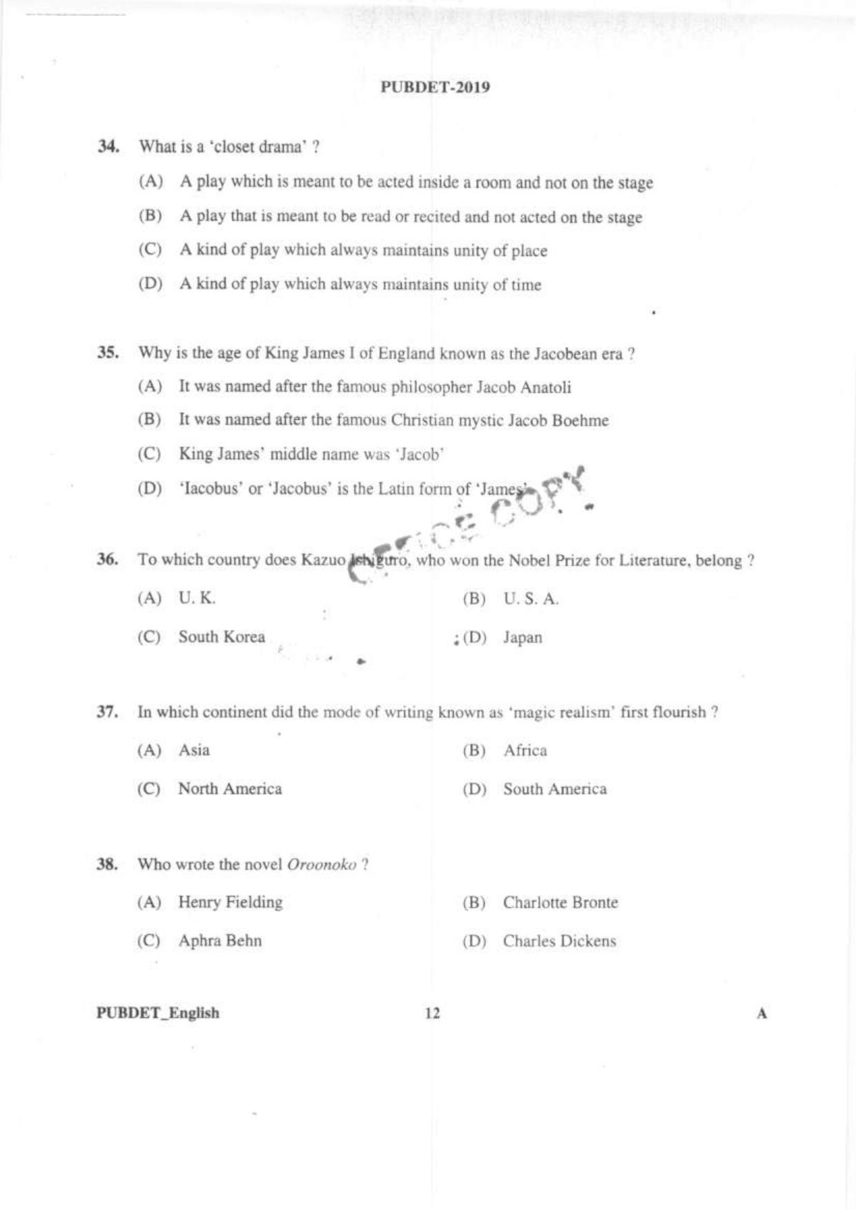 PUBDET 2019 English Question Papers - Page 11