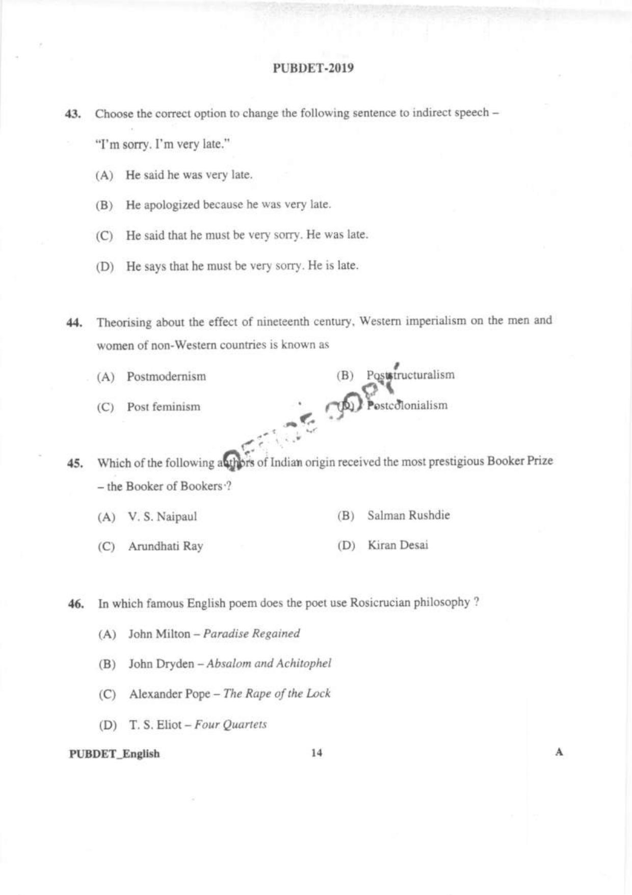 PUBDET 2019 English Question Papers - Page 13