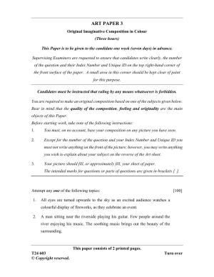 ICSE Class 10 Art Paper 3 2024 Question Paper