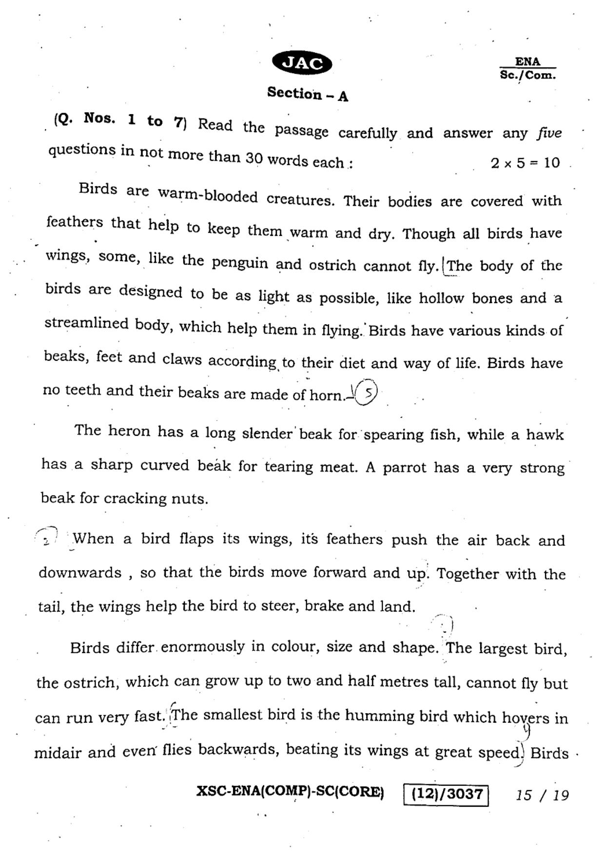 JAC Class 12 2023 English Question Paper - Page 15