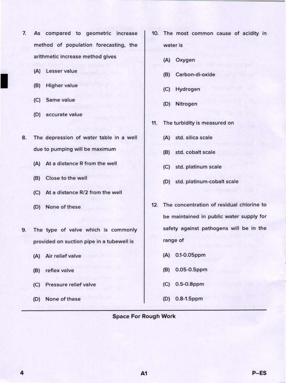 Karnataka PGCET 2020 Environmental Engineering Question Paper - Page 4