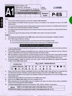Karnataka PGCET 2020 Environmental Engineering Question Paper
