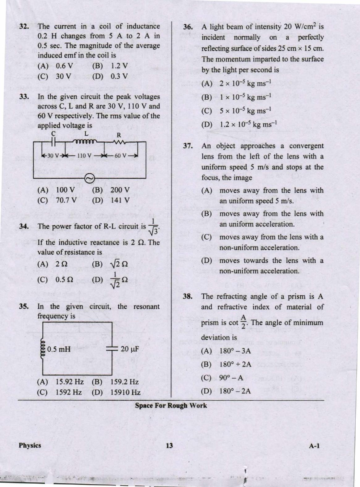 KCET Physics 2020 Question Papers - Page 13