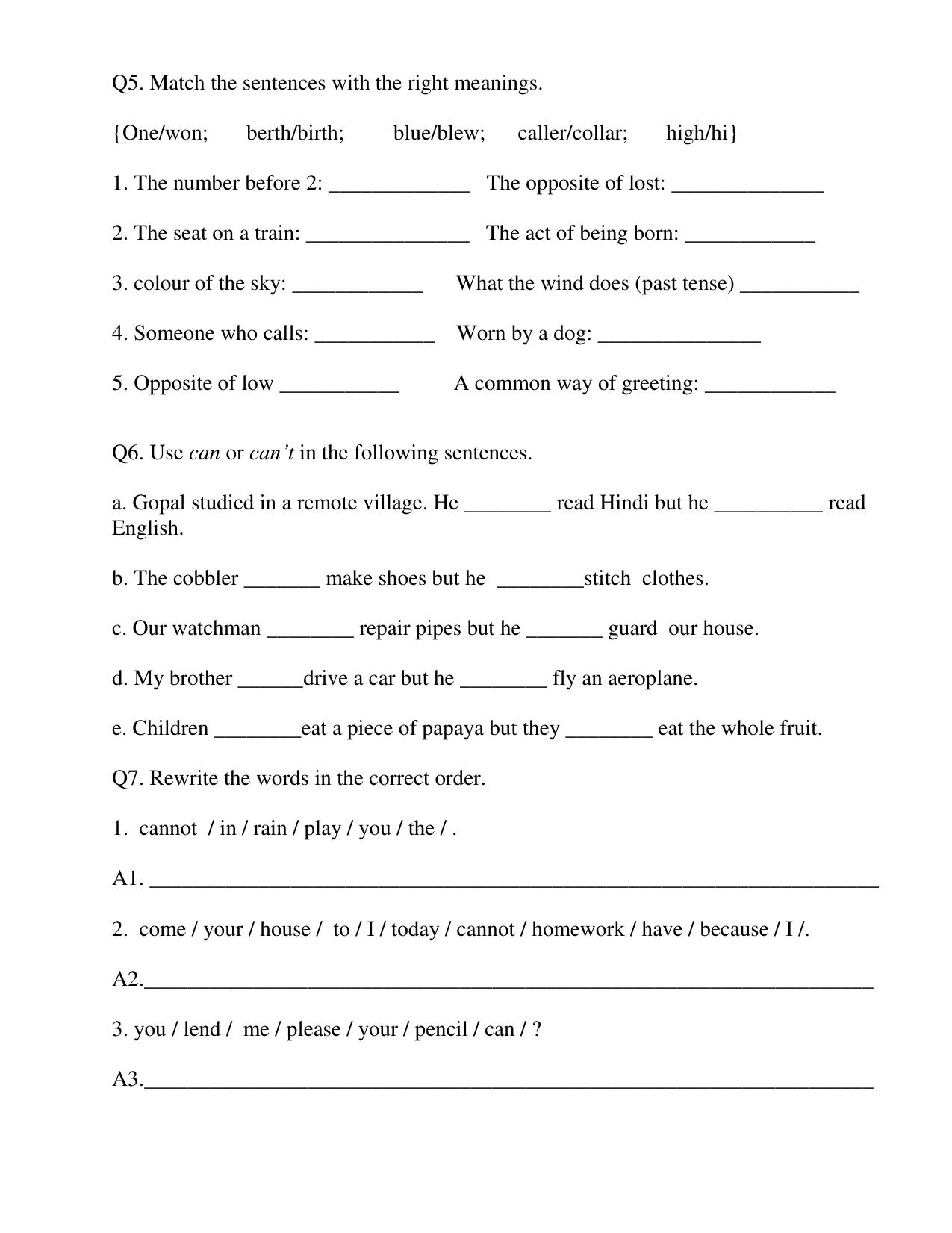 Worksheet for Class 3 English Assignment 14 - Page 4