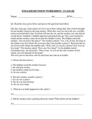 Worksheet for Class 3 English Assignment 14
