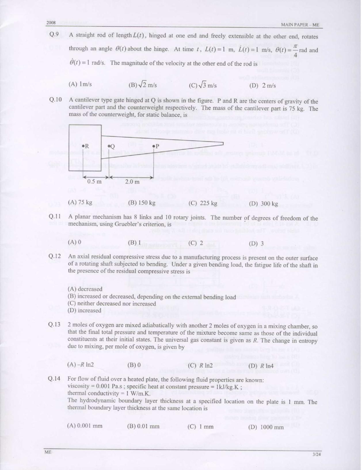 GATE 2008 Mechanical Engineering (ME) Question Paper with Answer Key - Page 3