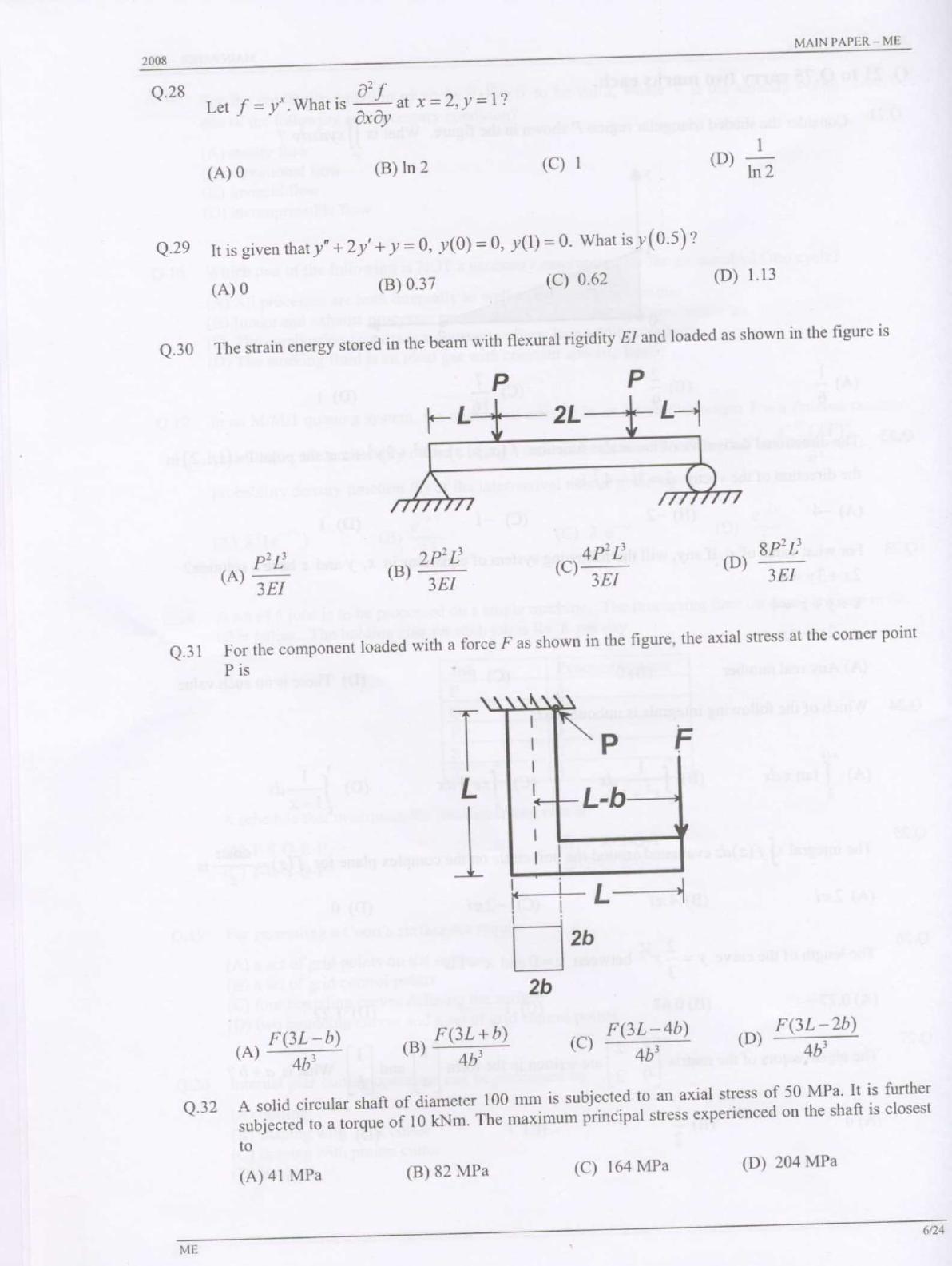 GATE 2008 Mechanical Engineering (ME) Question Paper with Answer Key - Page 6