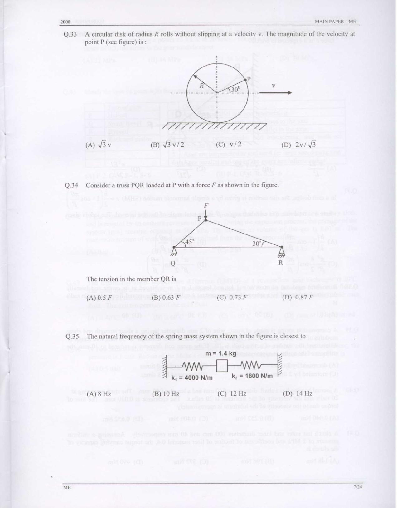 GATE 2008 Mechanical Engineering (ME) Question Paper with Answer Key - Page 7
