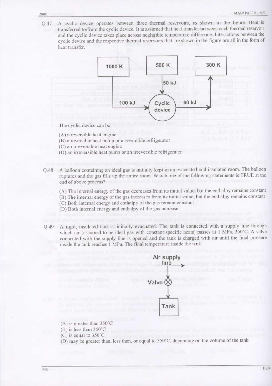 GATE 2008 Mechanical Engineering (ME) Question Paper with Answer Key - Page 10