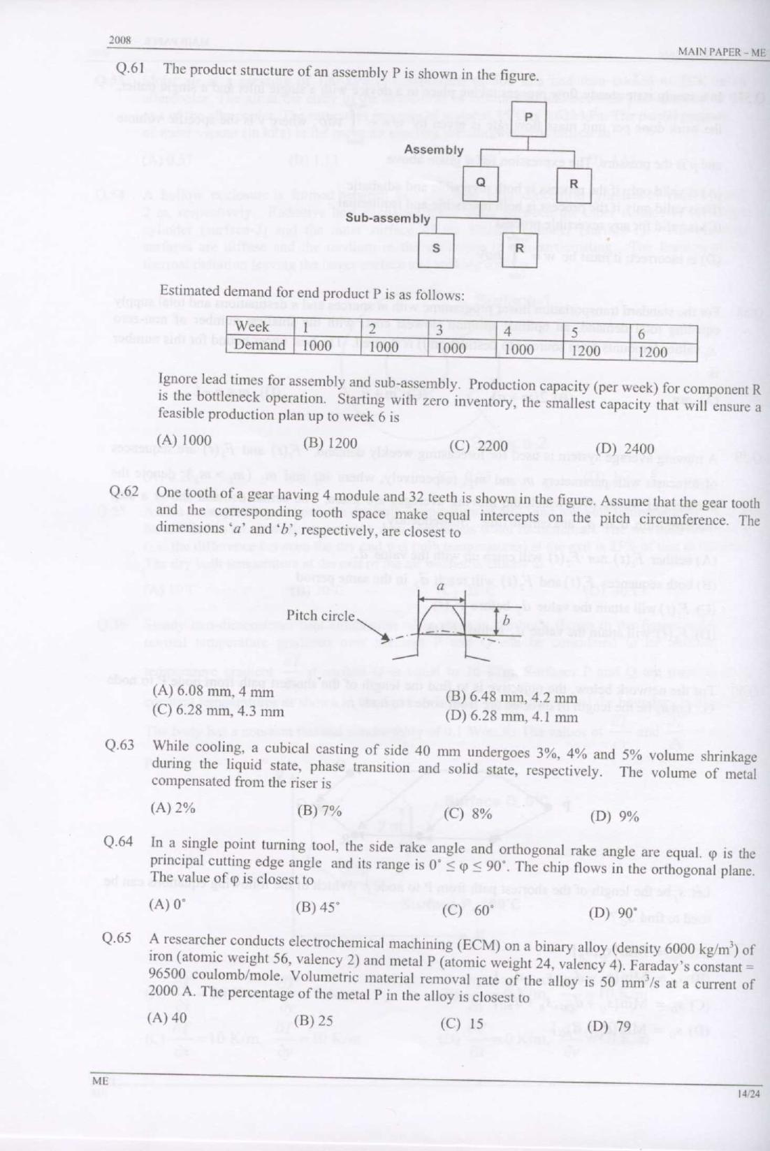 GATE 2008 Mechanical Engineering (ME) Question Paper with Answer Key - Page 14