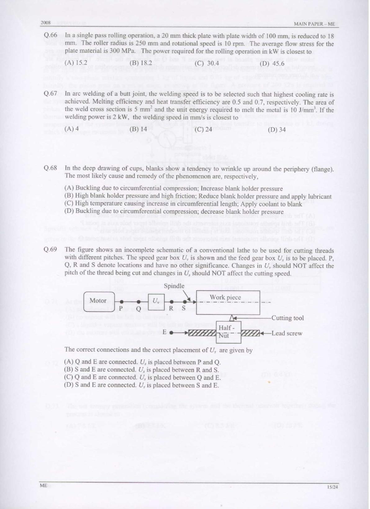 GATE 2008 Mechanical Engineering (ME) Question Paper with Answer Key - Page 15