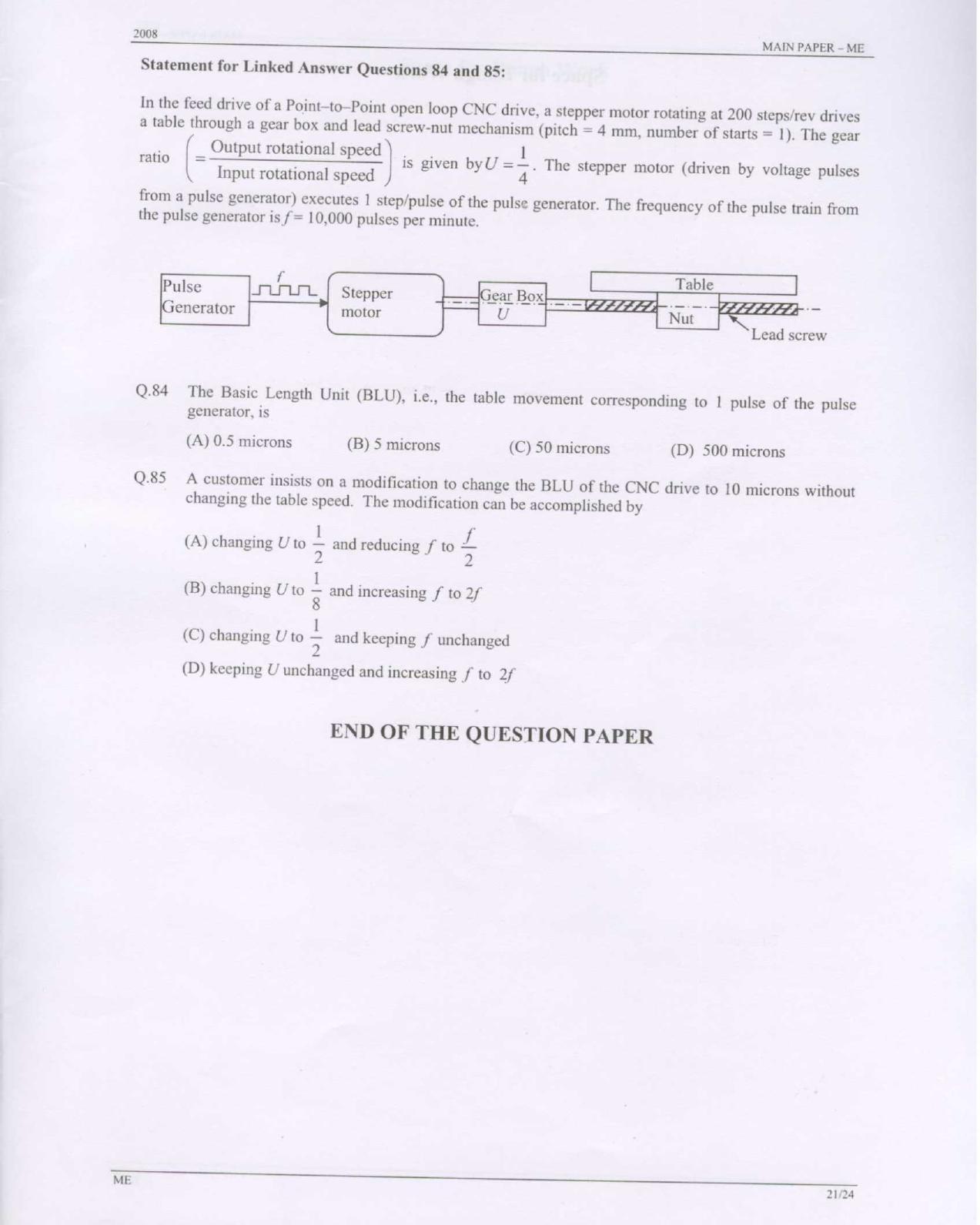 GATE 2008 Mechanical Engineering (ME) Question Paper with Answer Key - Page 21