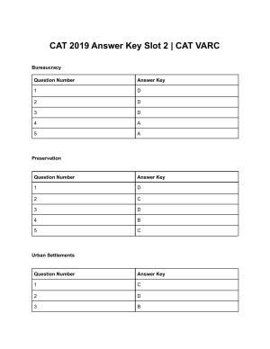 CAT 2019 CAT VARC Slot 2 Answer Key
