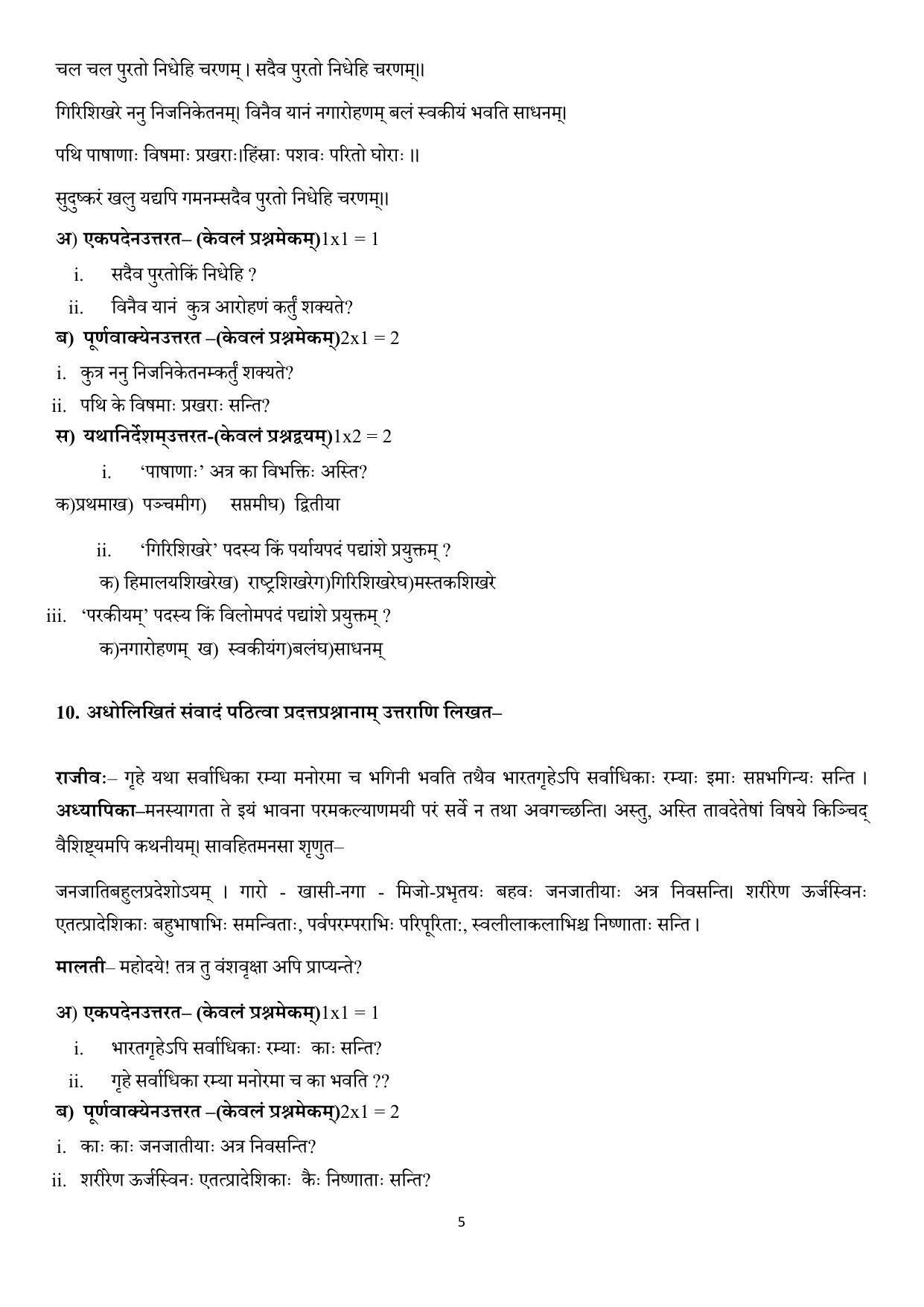 Edudel Class 8 Sanskrit Sample Question Paper - Page 5
