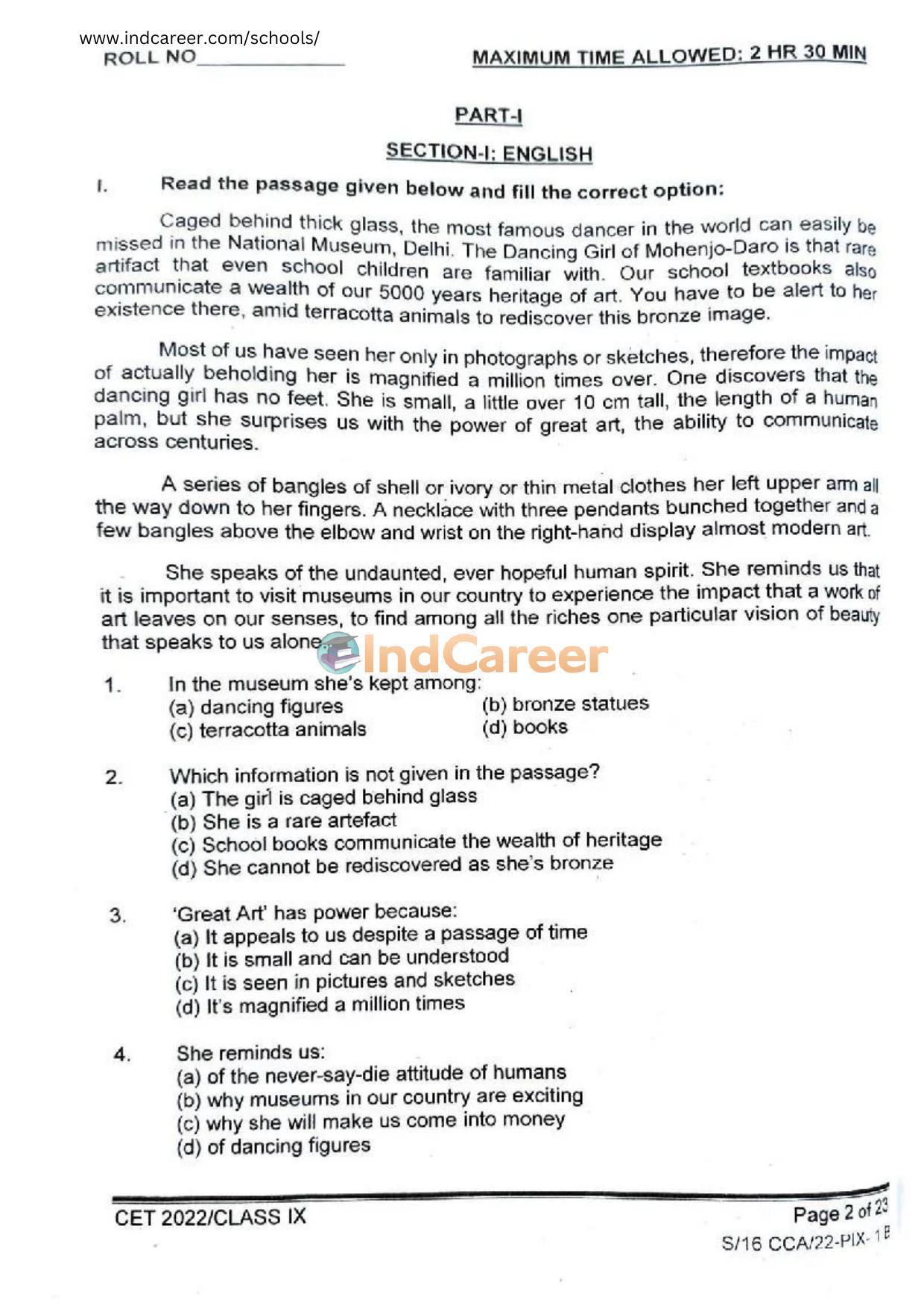 Rashtriya Military School RMS CET 2022 Class 9 Question Paper - Page 3