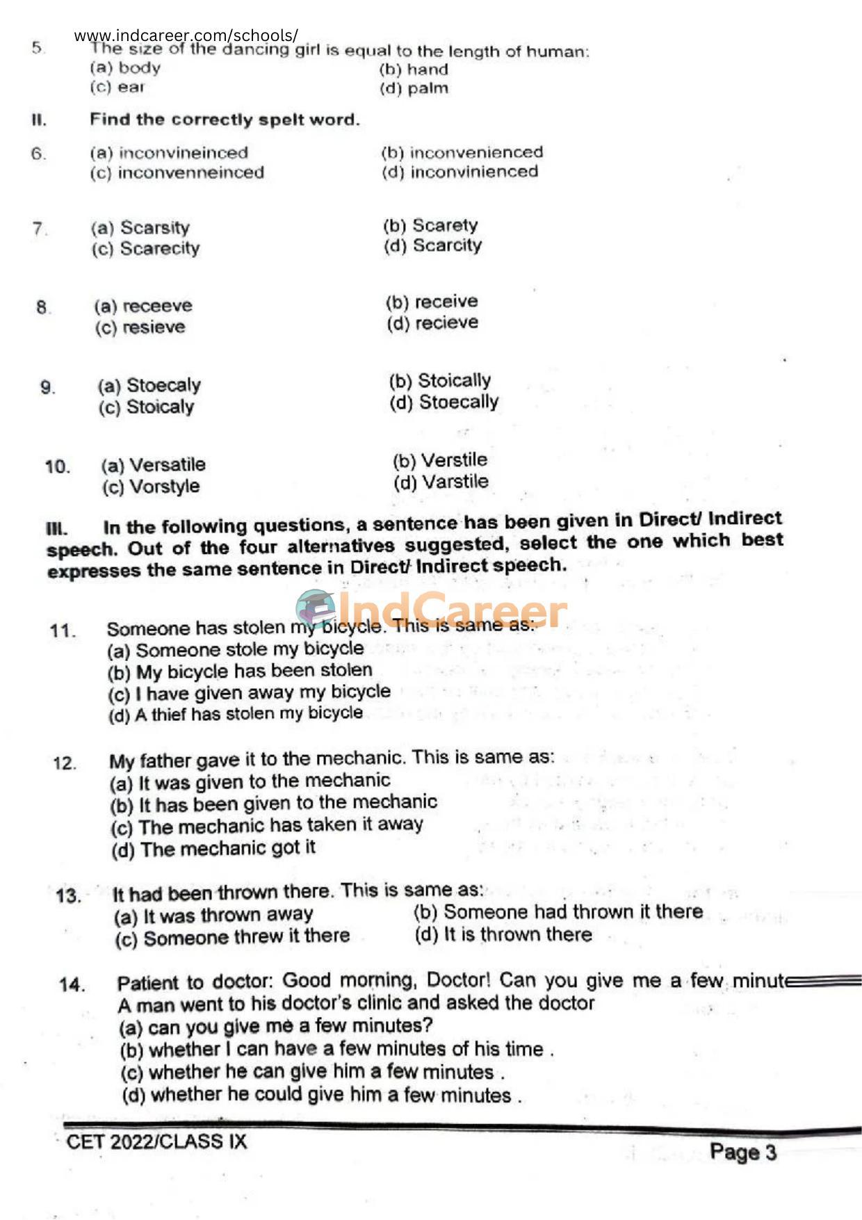 Rashtriya Military School RMS CET 2022 Class 9 Question Paper - Page 4