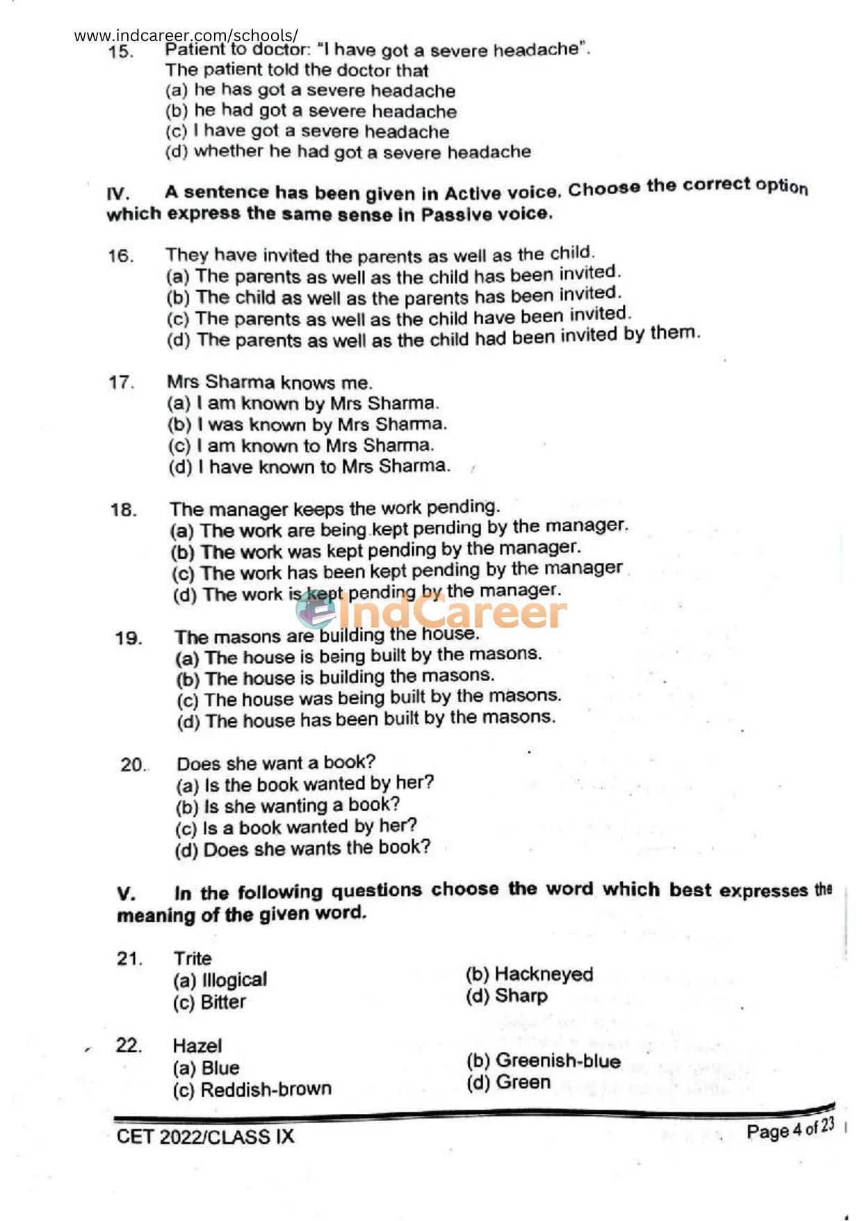 Rashtriya Military School RMS CET 2022 Class 9 Question Paper - Page 5