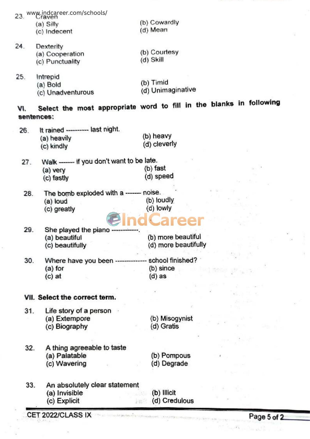 Rashtriya Military School RMS CET 2022 Class 9 Question Paper - Page 6