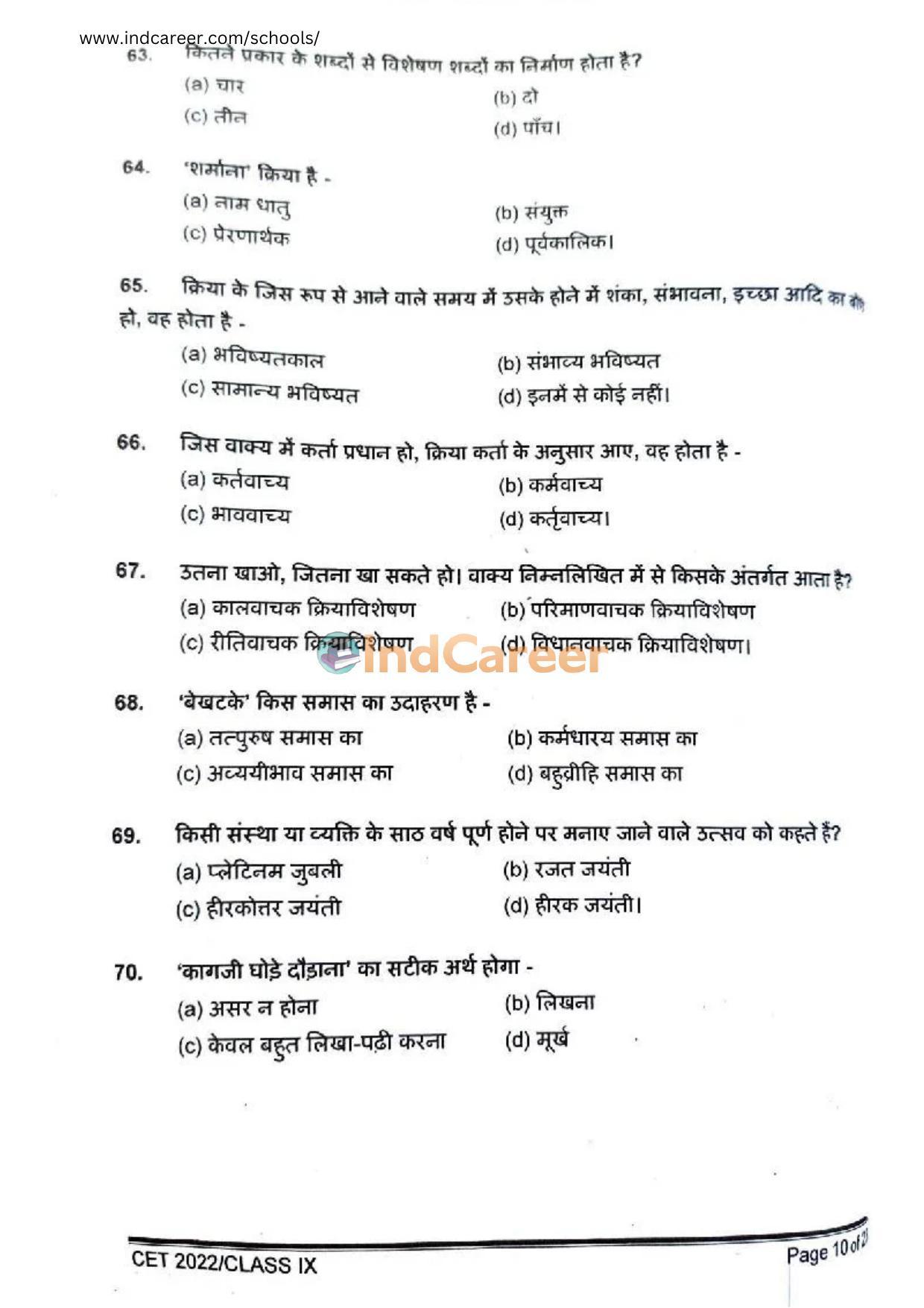 Rashtriya Military School RMS CET 2022 Class 9 Question Paper - Page 11