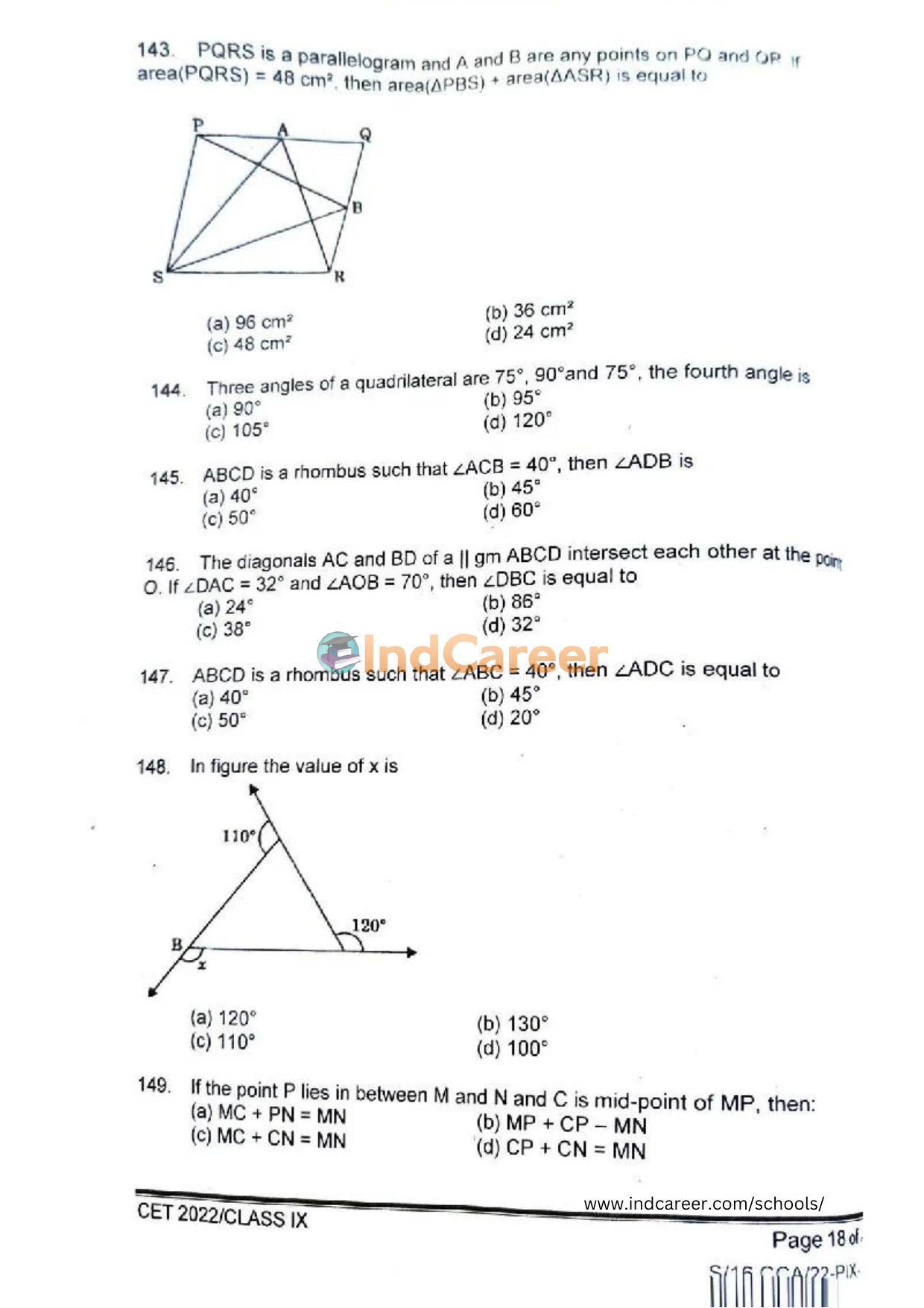 Rashtriya Military School RMS CET 2022 Class 9 Question Paper - Page 19