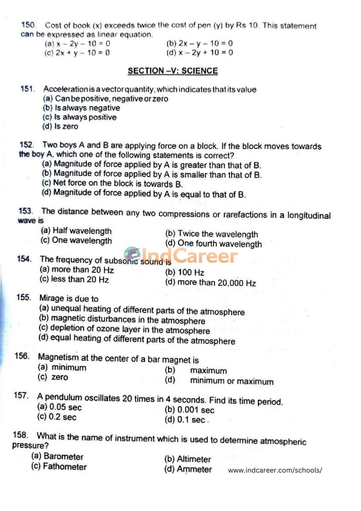 Rashtriya Military School RMS CET 2022 Class 9 Question Paper - Page 20