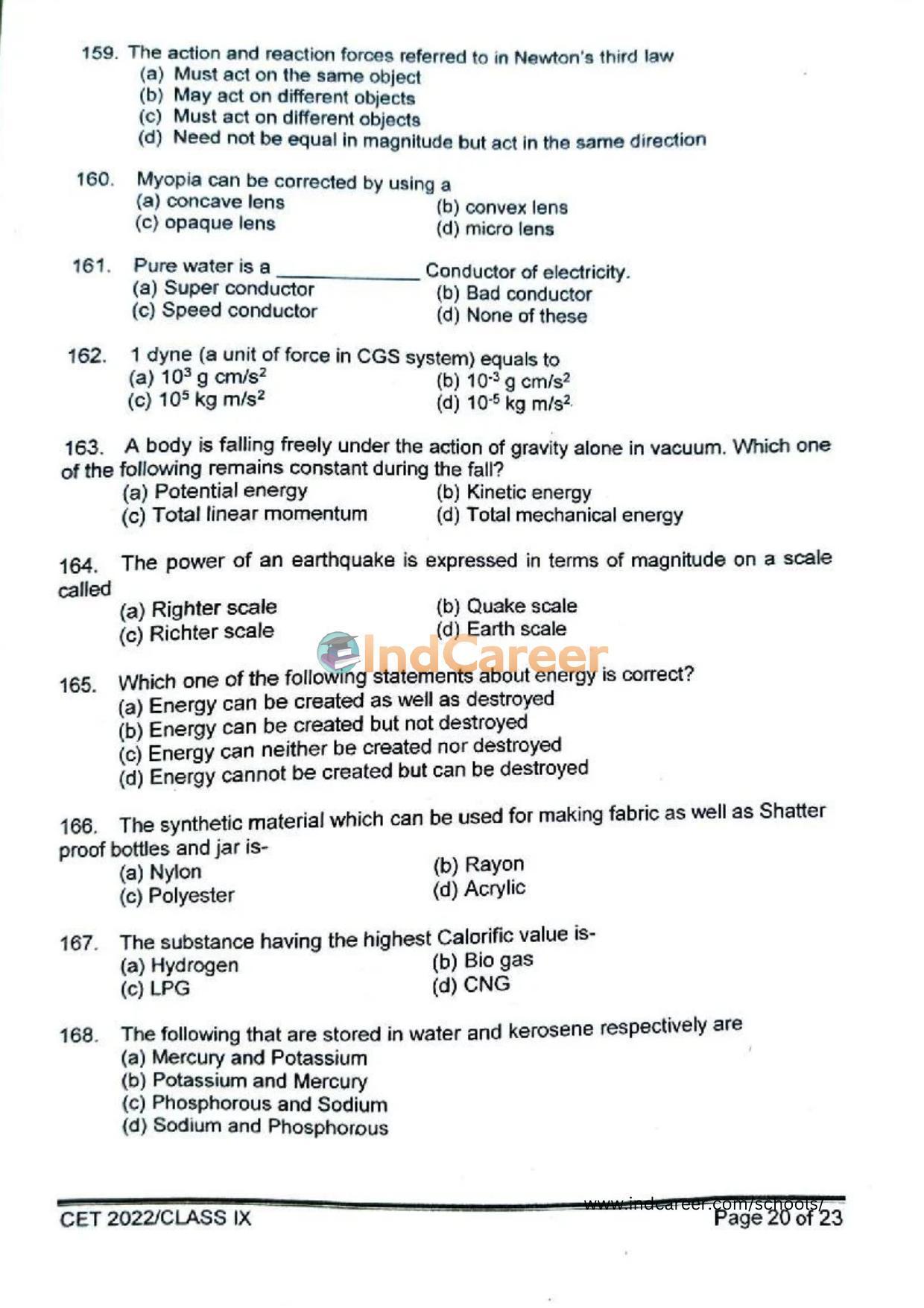 Rashtriya Military School RMS CET 2022 Class 9 Question Paper - Page 21