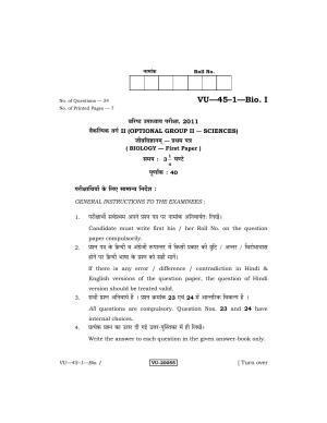 RBSE 2011 Biology I Varishtha Upadhyay Question Paper