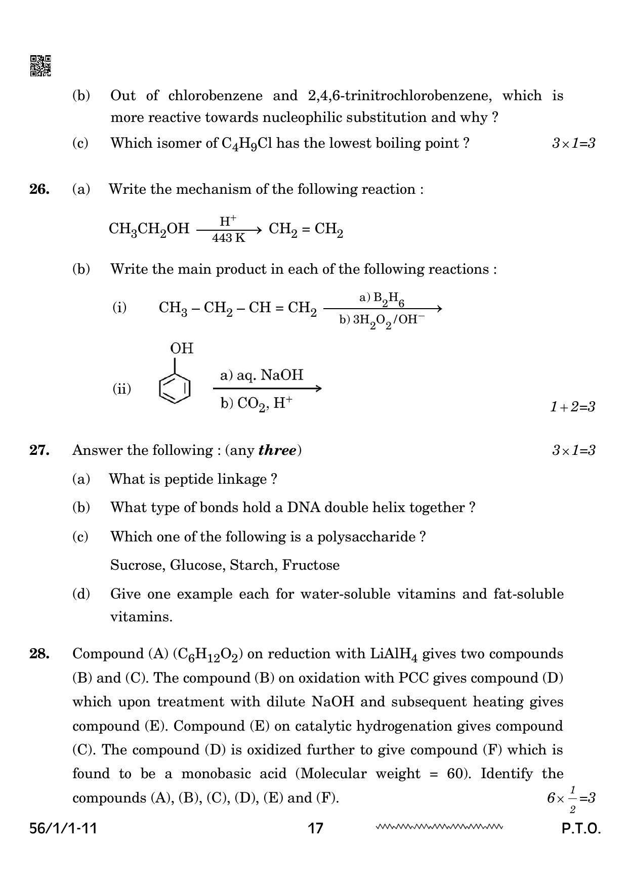 CBSE Class 12 56-1-1 Chemistry 2024 Question Paper - Page 17