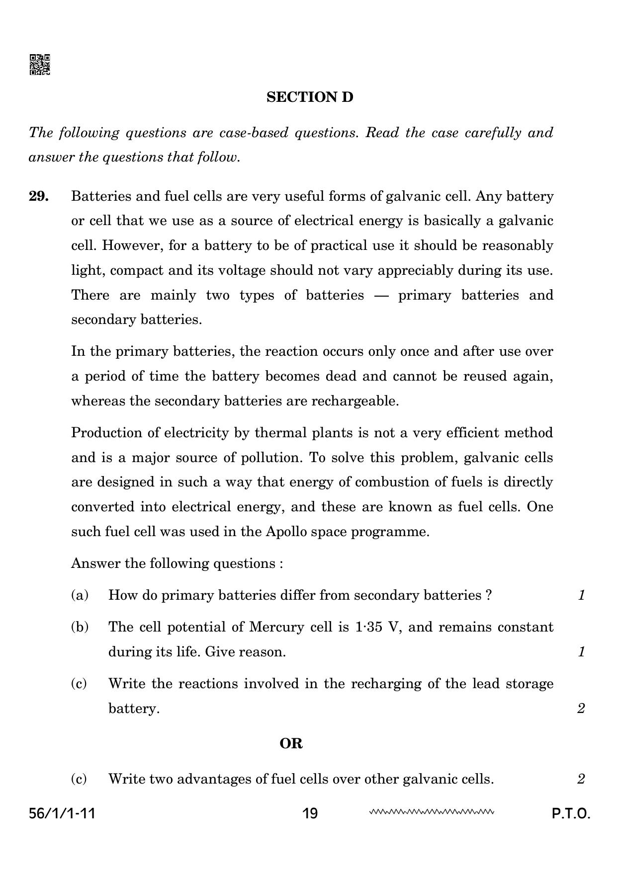 CBSE Class 12 56-1-1 Chemistry 2024 Question Paper - Page 19