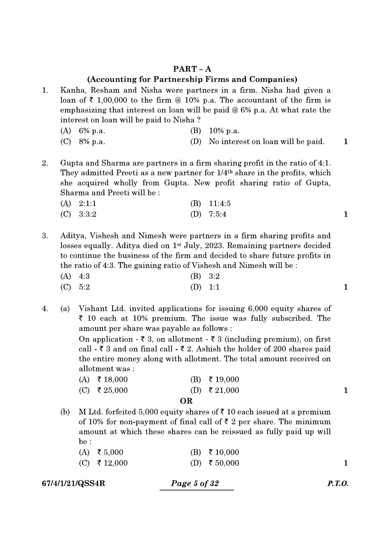 CBSE Class 12 67-4-1 Accountancy 2024 Question Paper - Page 5