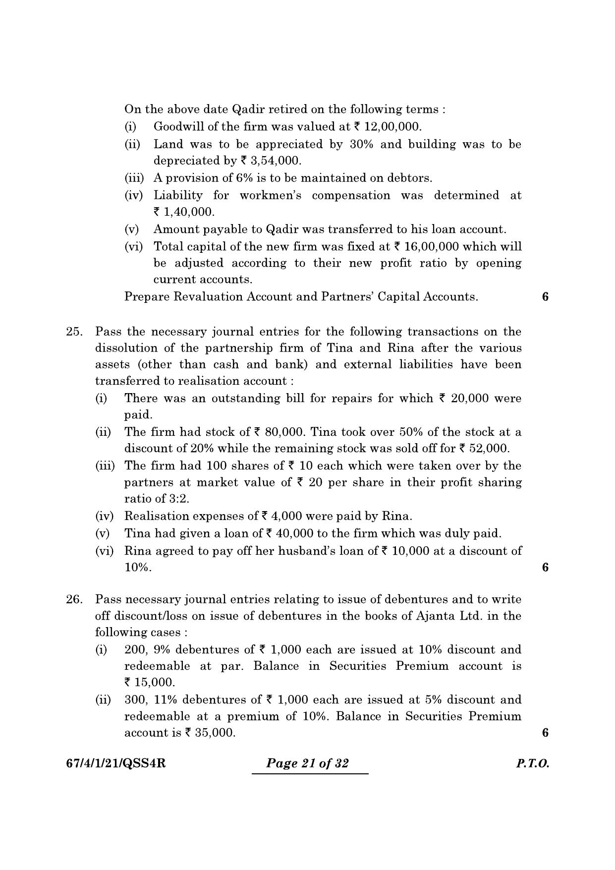CBSE Class 12 67-4-1 Accountancy 2024 Question Paper - Page 21