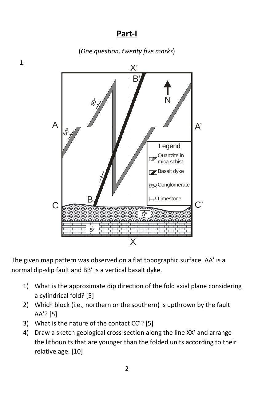ISI Admission Test JRF in Geology GEB 2016 Sample Paper - Page 1