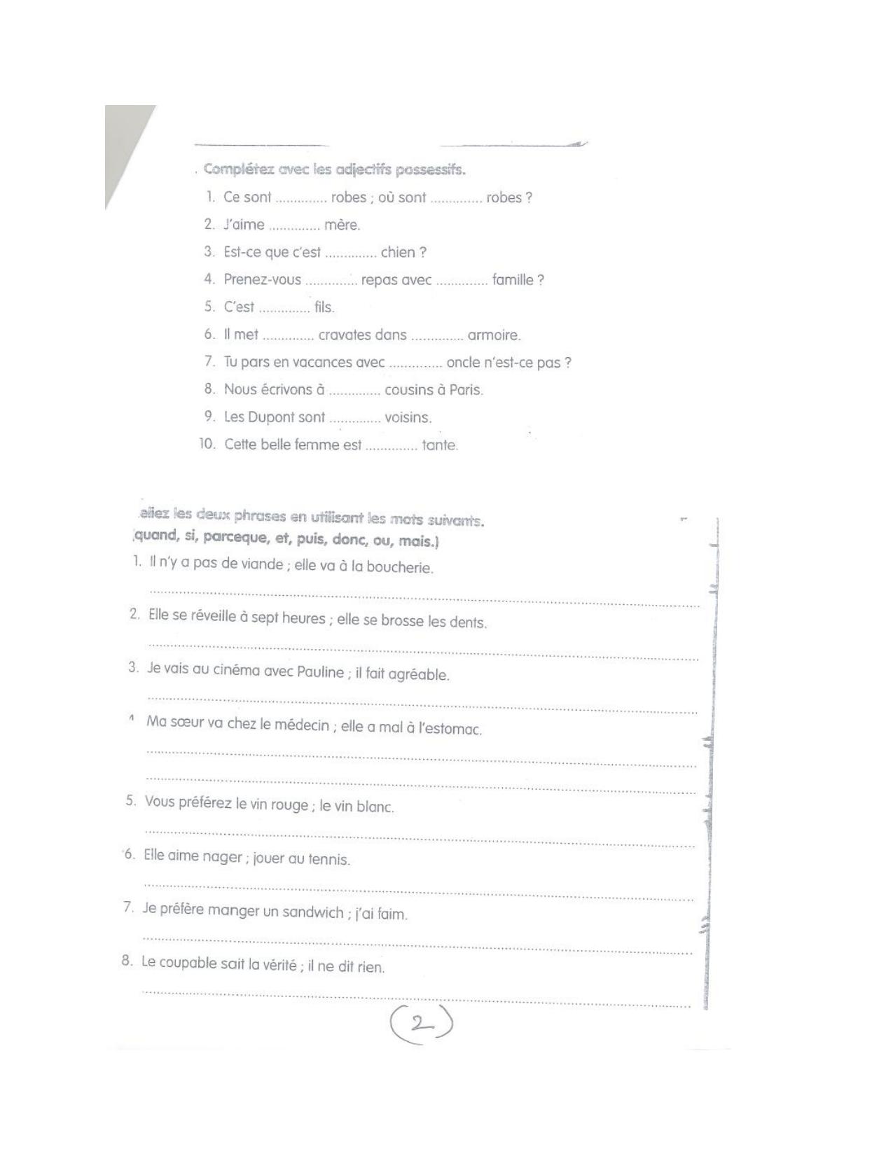 CBSE Worksheets for Class 8 French Assignment 23 - Page 2