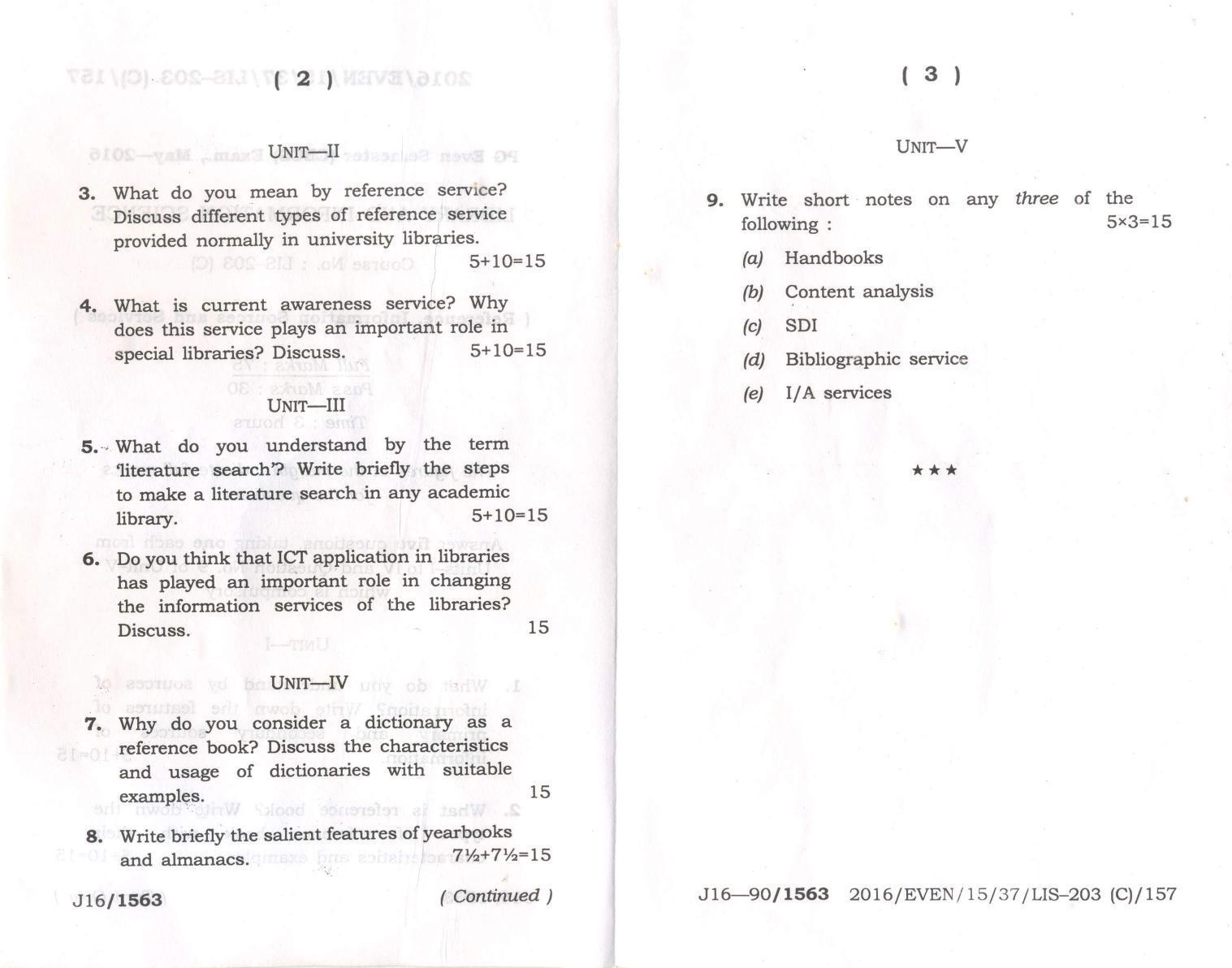 Assam University MLiSc May-2015 Question Paper - Page 8