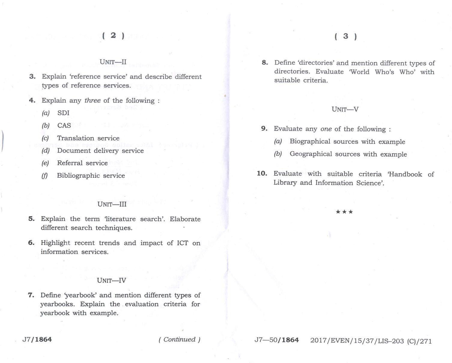 Assam University MLiSc May-2015 Question Paper - Page 10