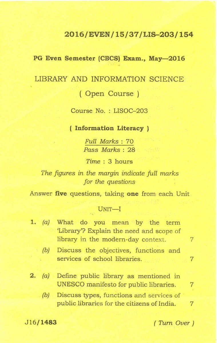 Assam University MLiSc May-2015 Question Paper - Page 13