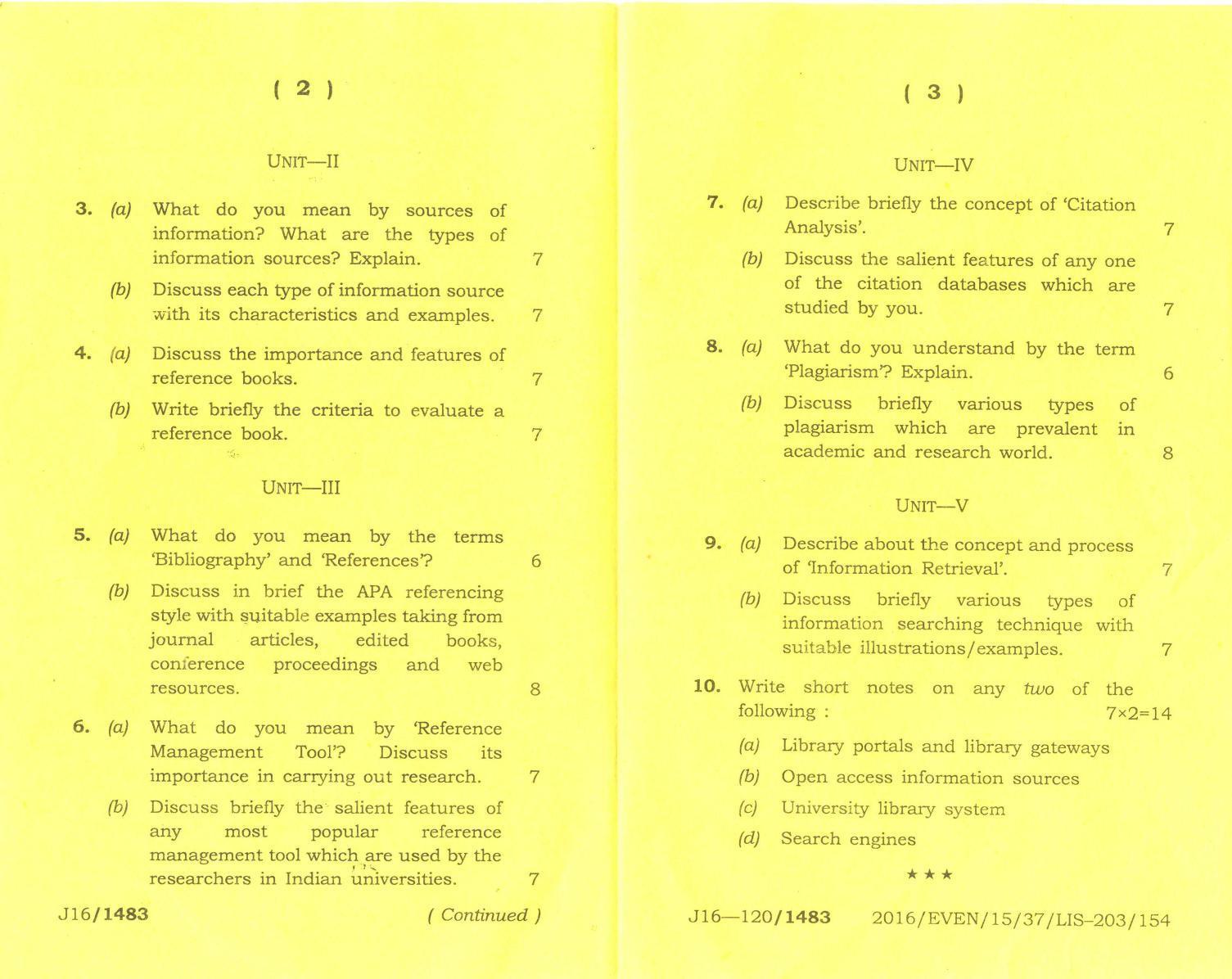 Assam University MLiSc May-2015 Question Paper - Page 16